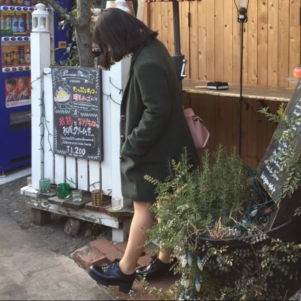 green fall and winter coat